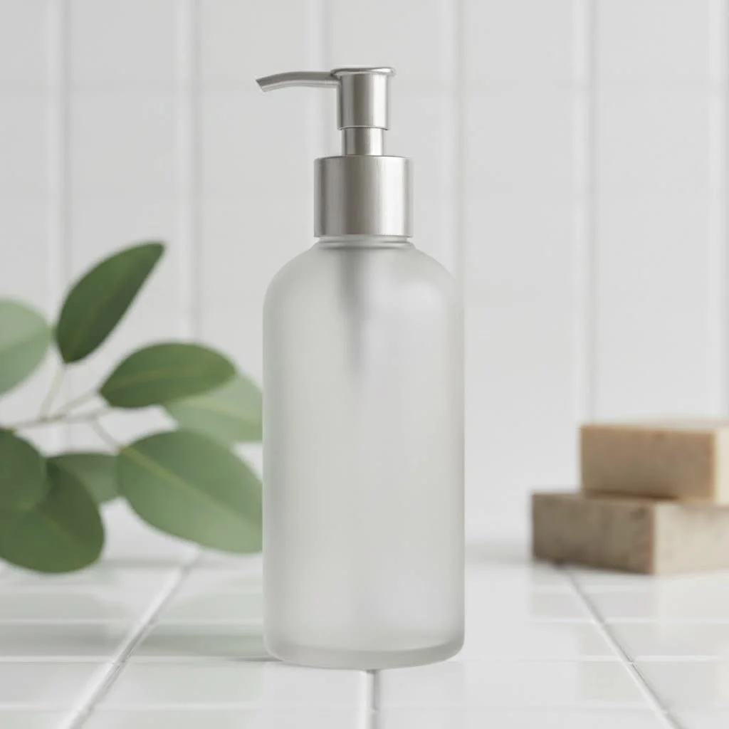 Lightweight body lotion bottle on a clean surface